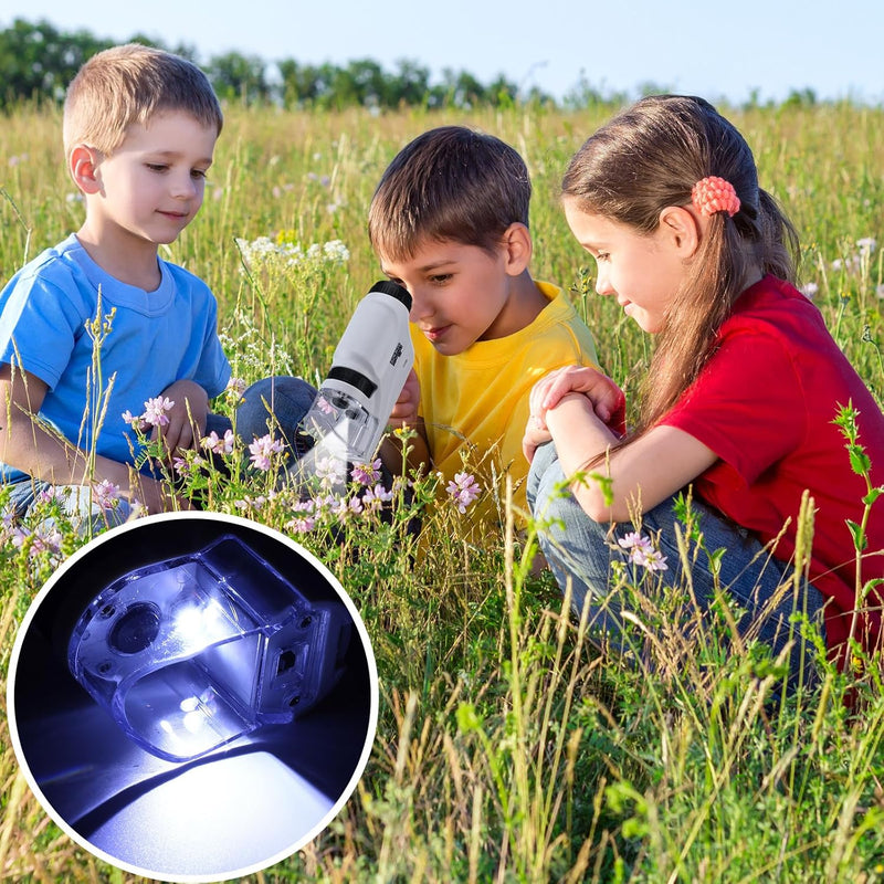 Mini microscopio de bolsillo con luz LED