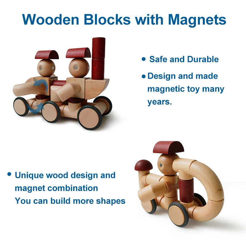 Children Magnets Toy Wooden Construction Set Games Magnetic Building Blocks Montessori Toys For Girls Boys Babies Development