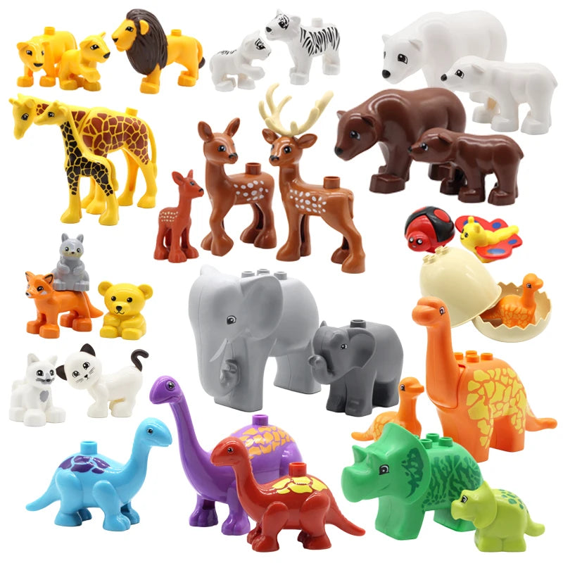 Big Size Zoo Animal Shape Building Kit Assembly Accessories Cute Birds Beasts Elephant Tiger Bricks