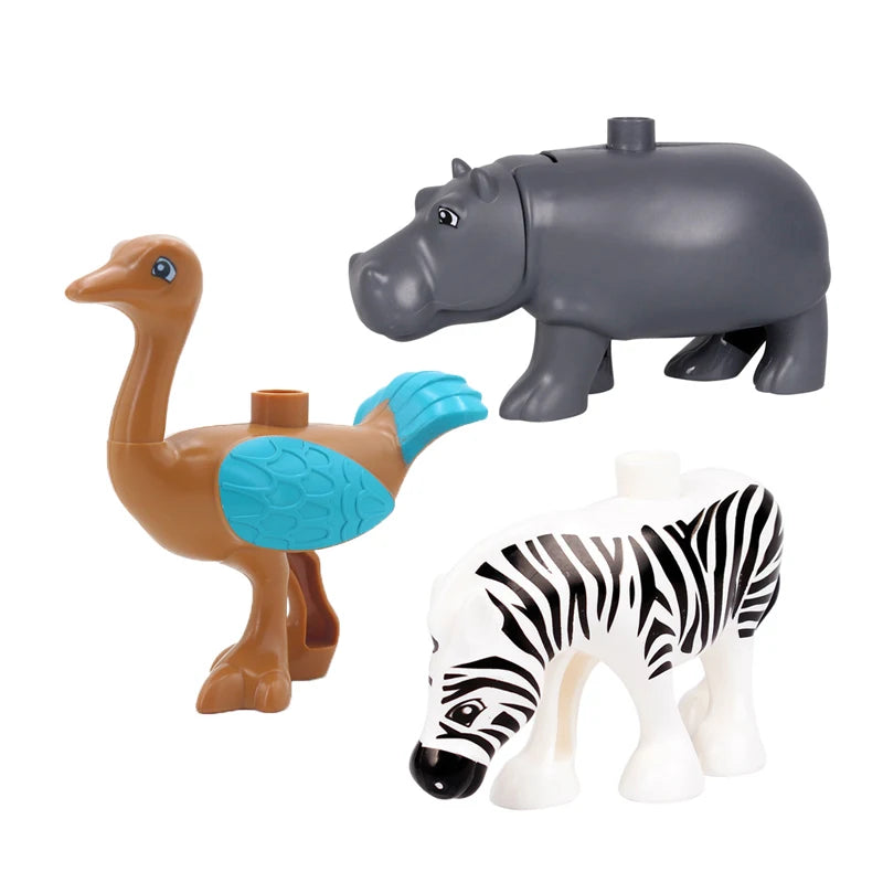 Big Size Zoo Animal Shape Building Kit Assembly Accessories Cute Birds Beasts Elephant Tiger Bricks