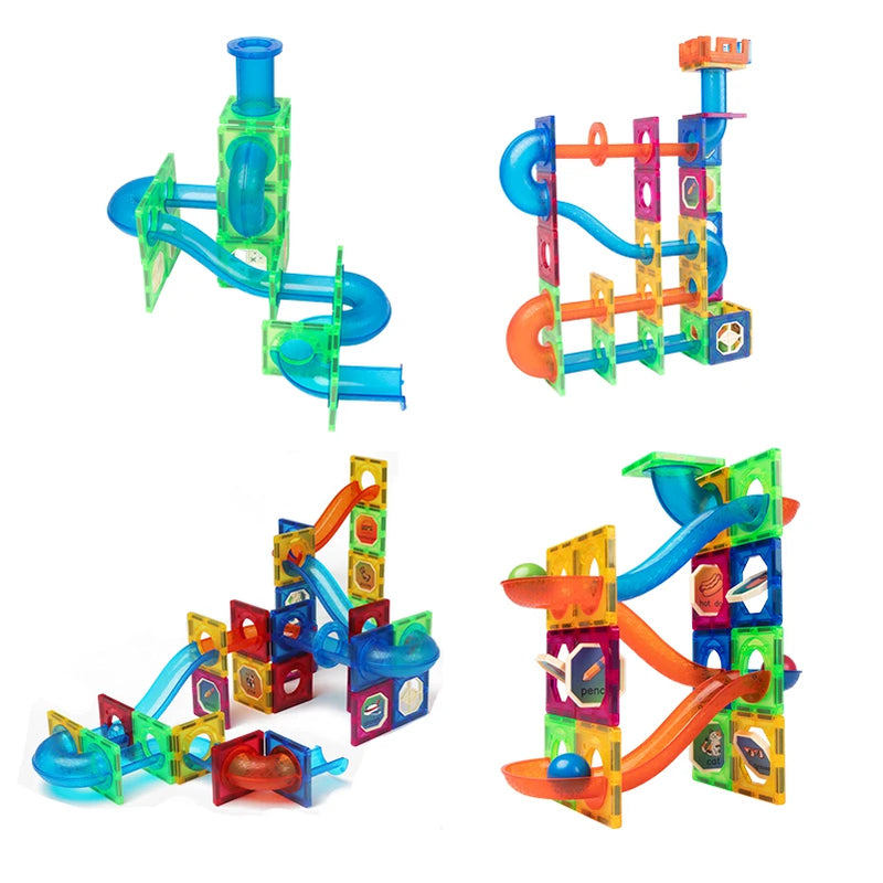 Magplayer Magnetic Tiles Color Window Magnets Building Blocks Balls Marble Run Educational STEM Toys for Children Toddlers Gifts