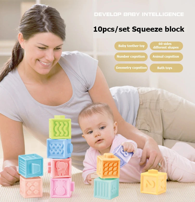 Montessori building blocks for baby, soft 3D toy blocks