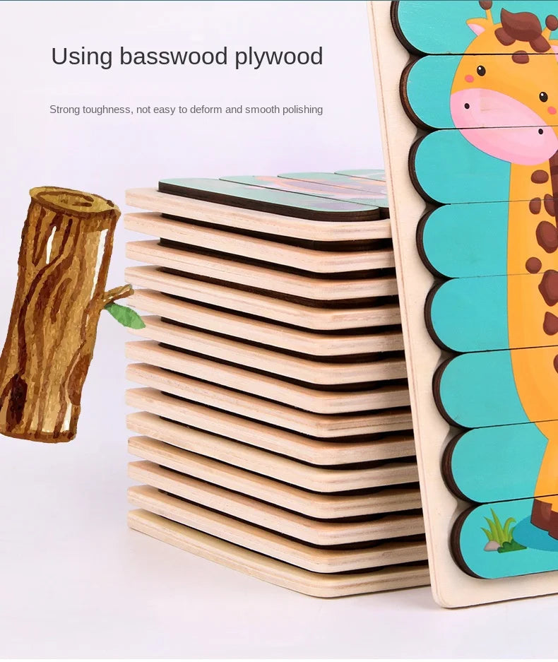 Wooden Double-Sided Puzzles Model Cartoon