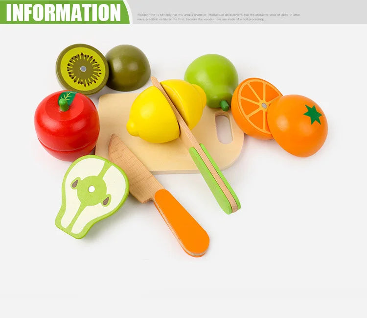 Wooden Toy Cutting Fruit Vegetables Food Pretend Play Simulation Kitchen Role Play Montessori Early Education Toys For Children