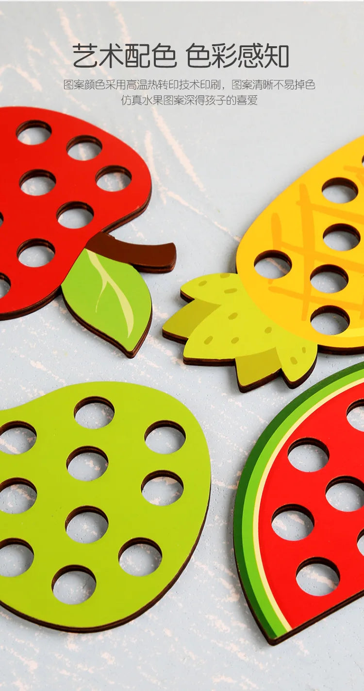 Caterpillars Eat Fruits Threading Toys Fine Motor Training