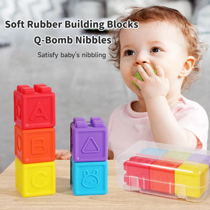 Silicone Blocks Building Soft Plastic Blocks for Kids Can Bite