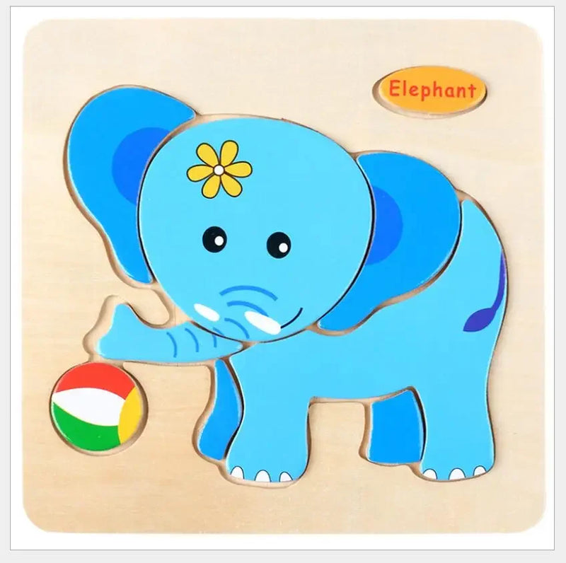 3D Puzzles Game Cartoon Animal Pattern Educational Toys for Children, 1pc 14.7cm/5.79in Wooden