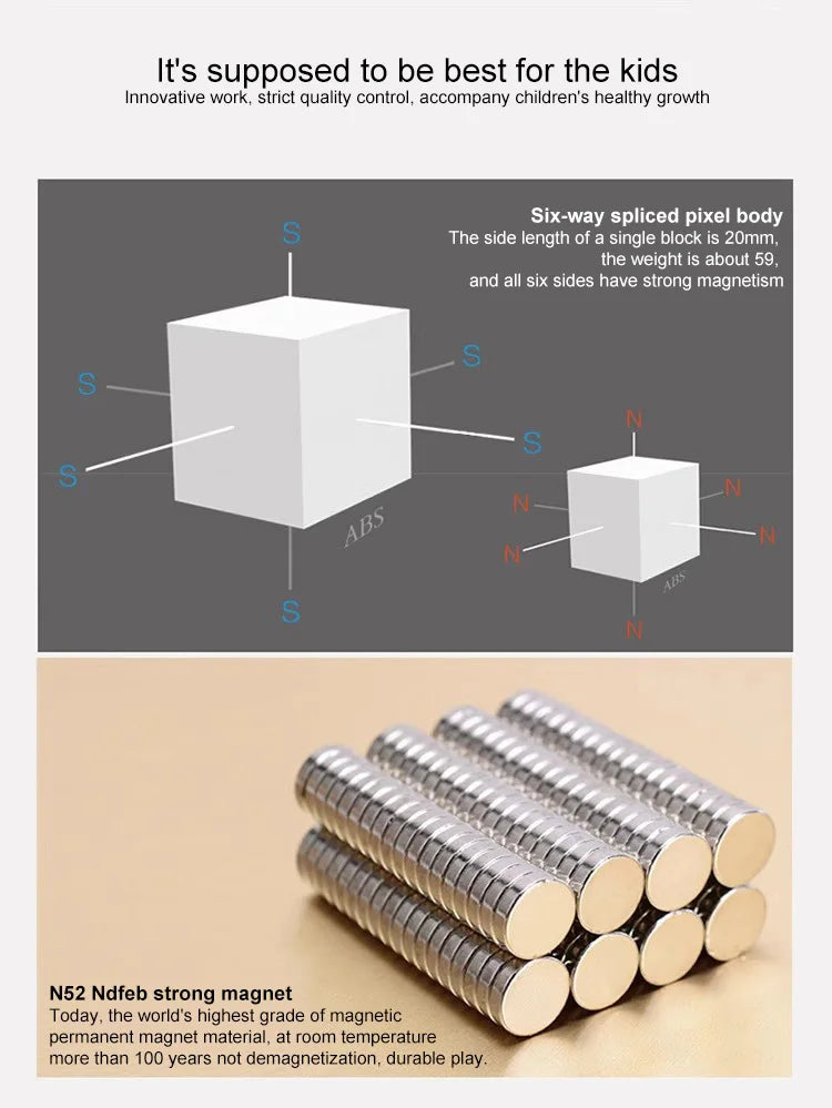 Set of magnetic blocks to build your own world.