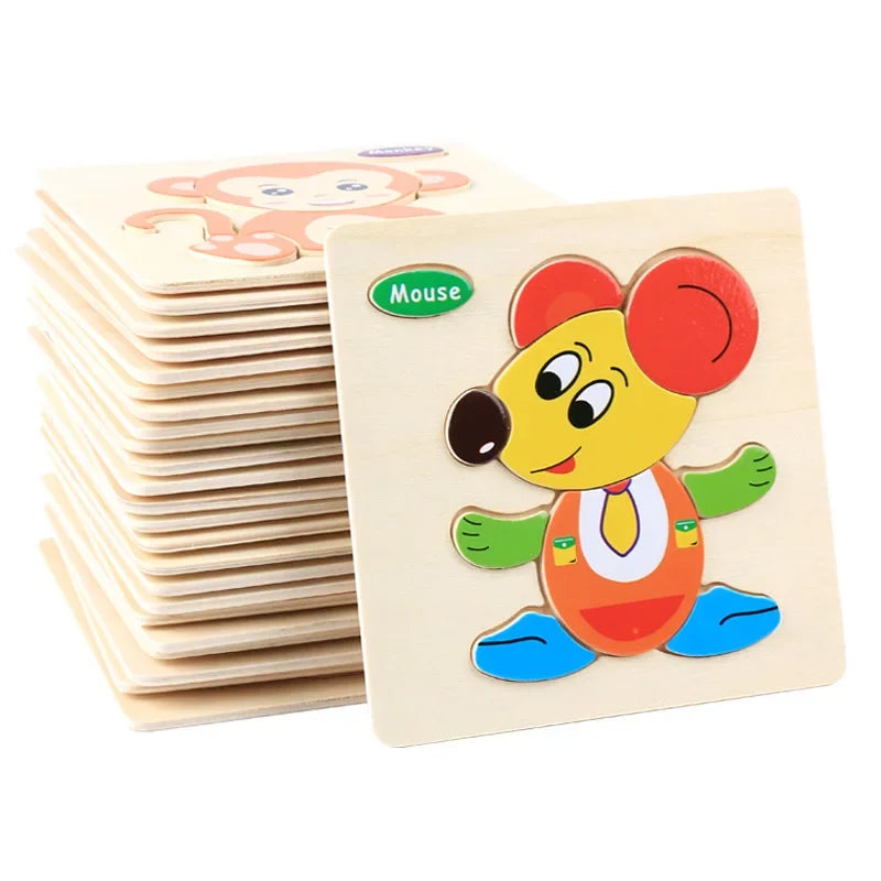 3D Puzzles Game Cartoon Animal Pattern Educational Toys for Children, 1pc 14.7cm/5.79in Wooden