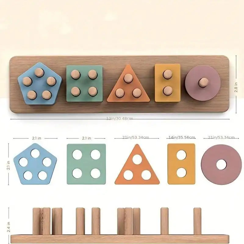 Stacking game and selection of geometric shapes Montessori stacking game 1 - 2 years