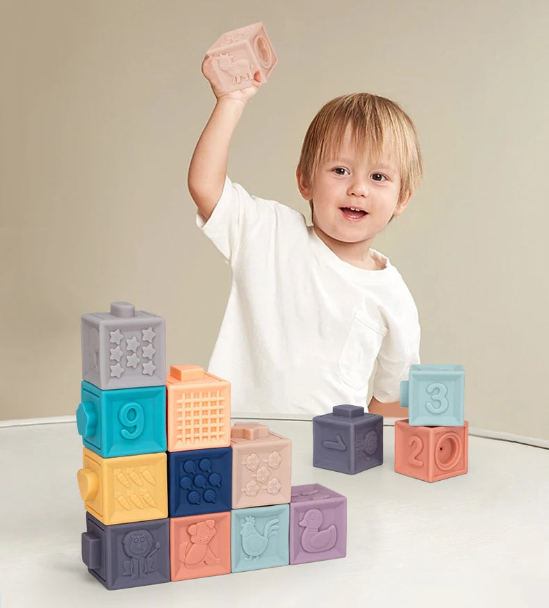 Montessori building blocks for baby, soft 3D toy blocks