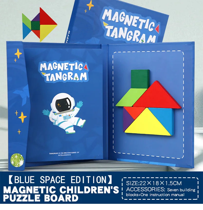 Libro de rompecabezas magnético de madera Tangram