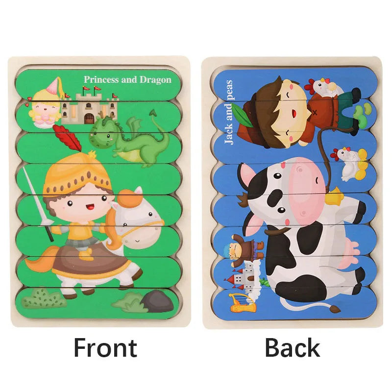 Wooden Double-Sided Puzzles Model Cartoon