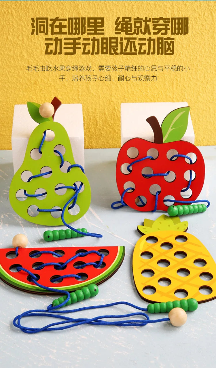 Caterpillars Eat Fruits Threading Toys Fine Motor Training