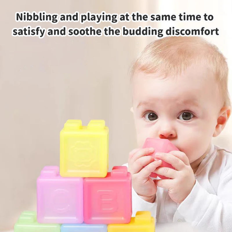 Silicone Blocks Building Soft Plastic Blocks for Kids Can Bite