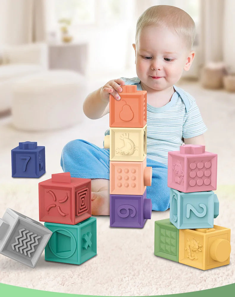 Montessori building blocks for baby, soft 3D toy blocks