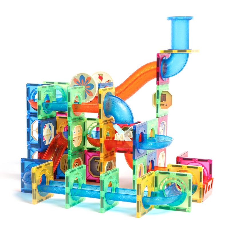 Magplayer Magnetic Tiles Color Window Magnets Building Blocks Balls Marble Run Educational STEM Toys for Children Toddlers Gifts