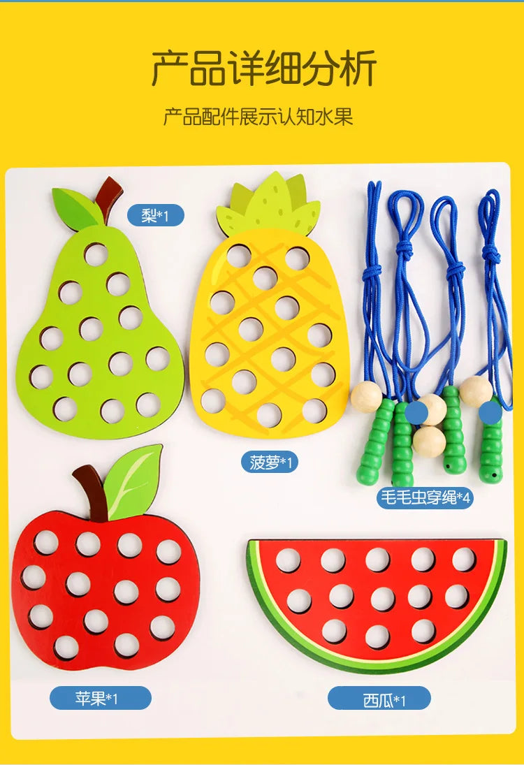 Caterpillars Eat Fruits Threading Toys Fine Motor Training