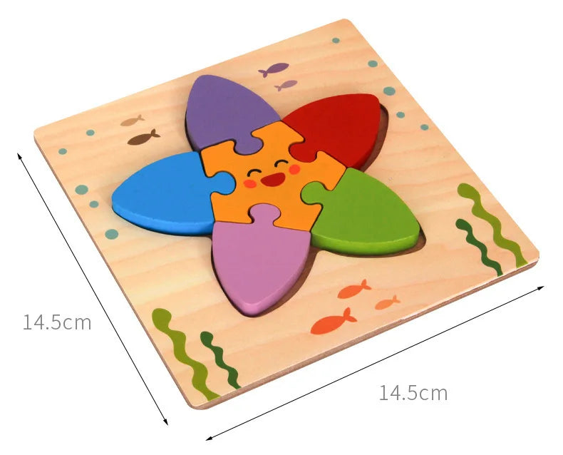 Rompecabezas de madera 3D con dibujos animados