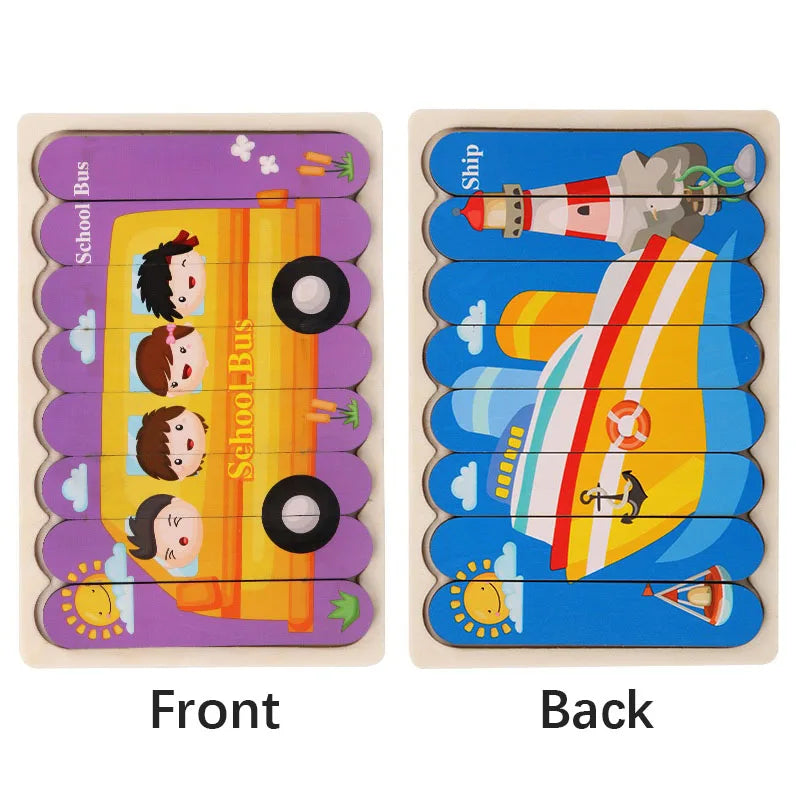 Wooden Double-Sided Puzzles Model Cartoon