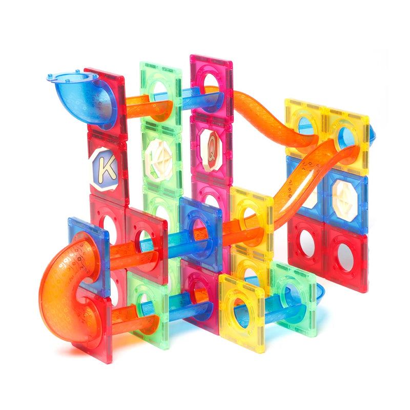 Magplayer Magnetic Tiles Color Window Magnets Building Blocks Balls Marble Run Educational STEM Toys for Children Toddlers Gifts