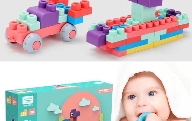 Baby safe soft rubber building blocks 40 for children from 6m-24m