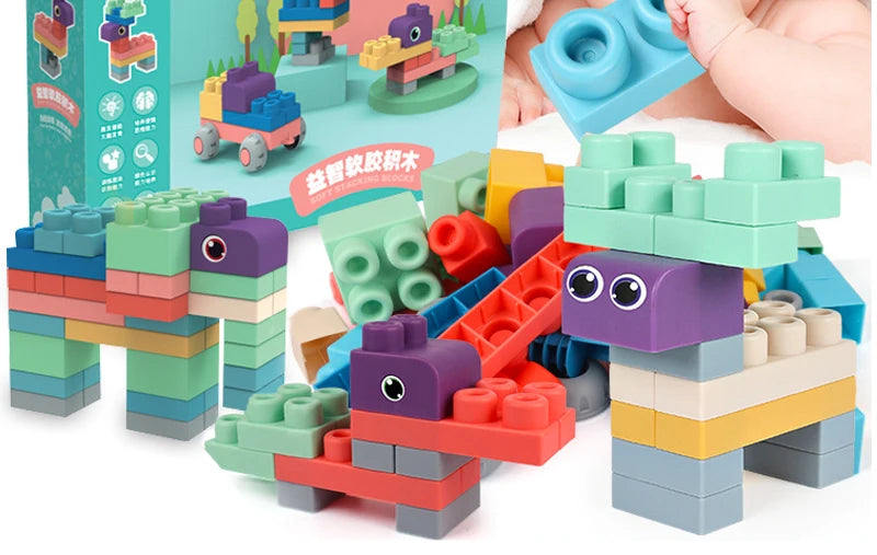 Baby safe soft rubber building blocks 40 for children from 6m-24m