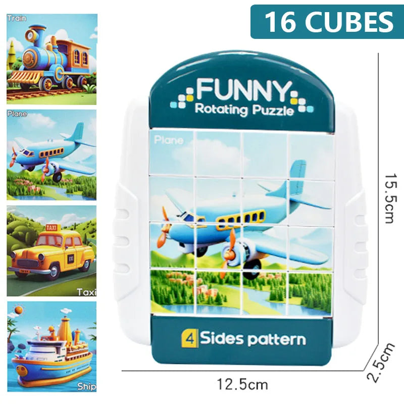 4 in 1 rotating puzzle with different designs for children