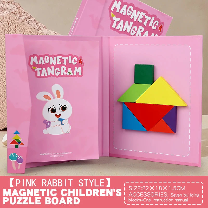 Libro de rompecabezas magnético de madera Tangram