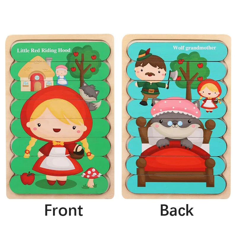 Wooden Double-Sided Puzzles Model Cartoon