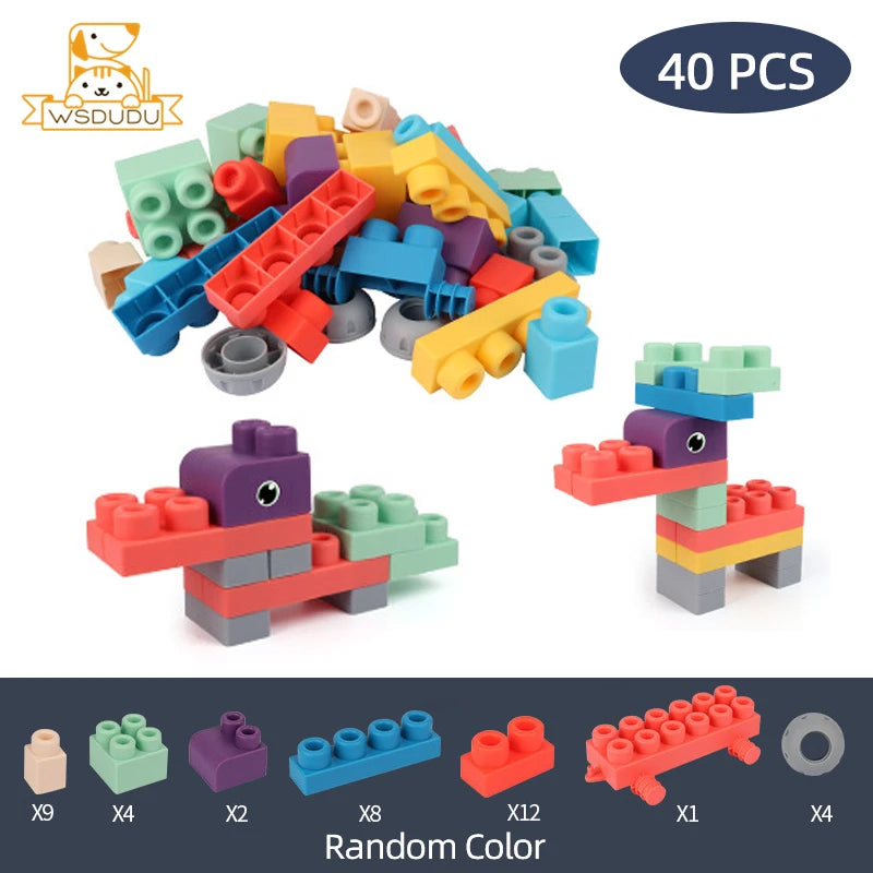 Baby safe soft rubber building blocks 40 for children from 6m-24m