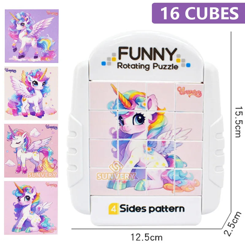 4 in 1 rotating puzzle with different designs for children