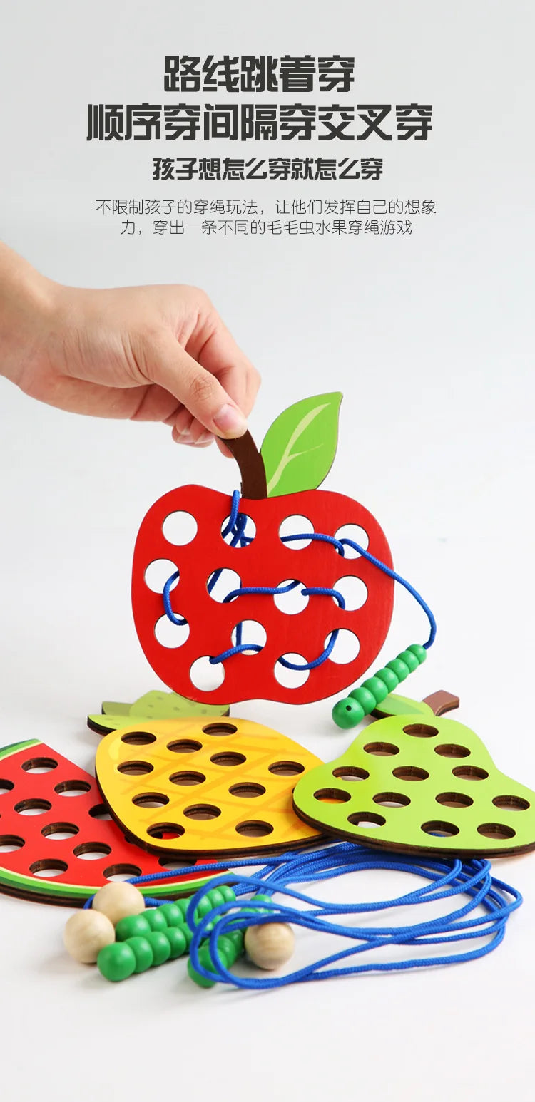 Caterpillars Eat Fruits Threading Toys Fine Motor Training