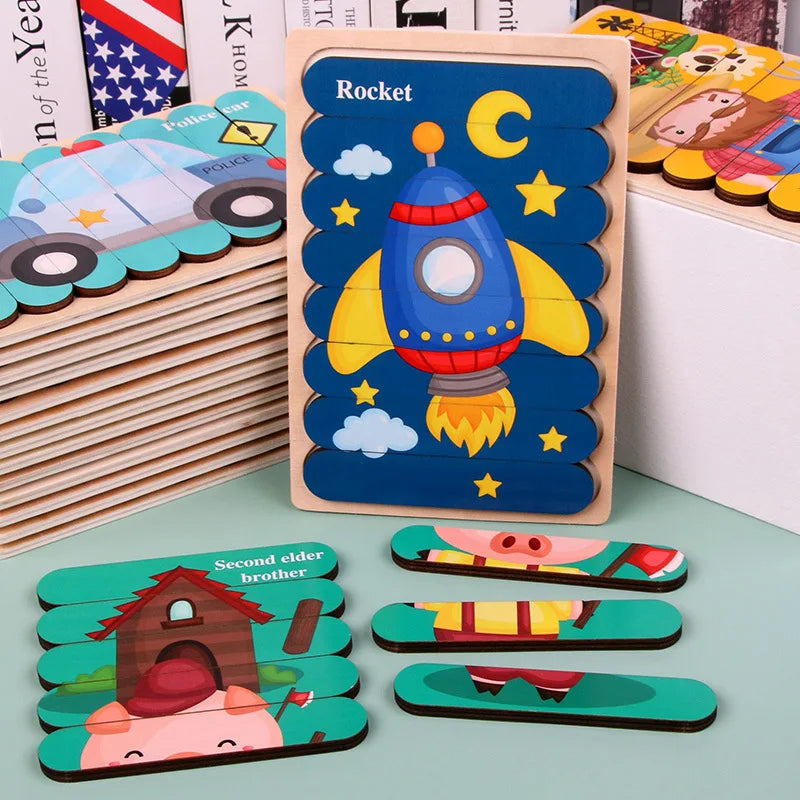 Wooden Double-Sided Puzzles Model Cartoon