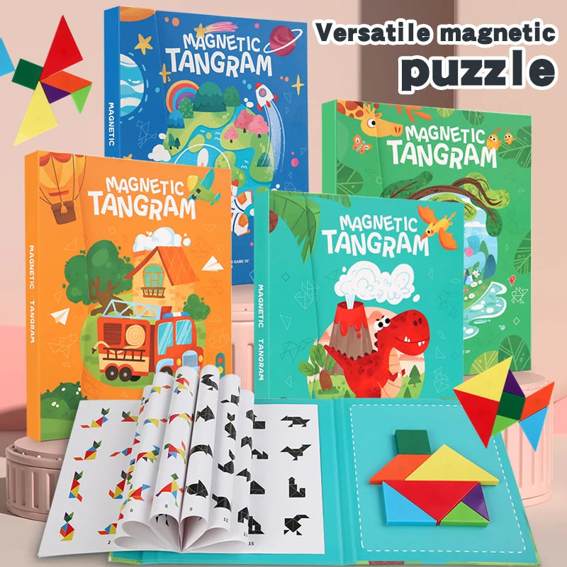 Libro de rompecabezas magnético de madera Tangram