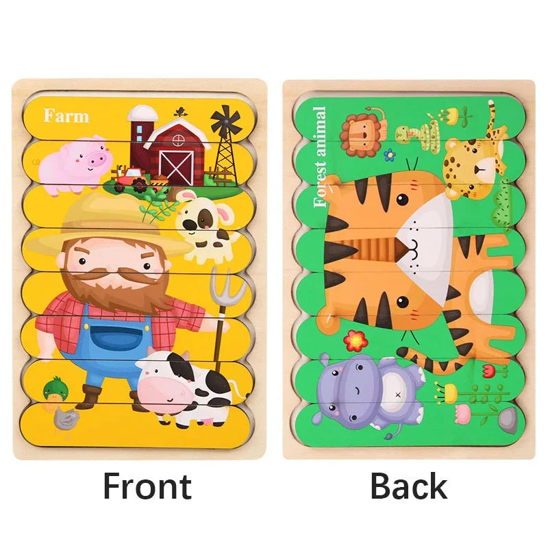 Wooden Double-Sided Puzzles Model Cartoon