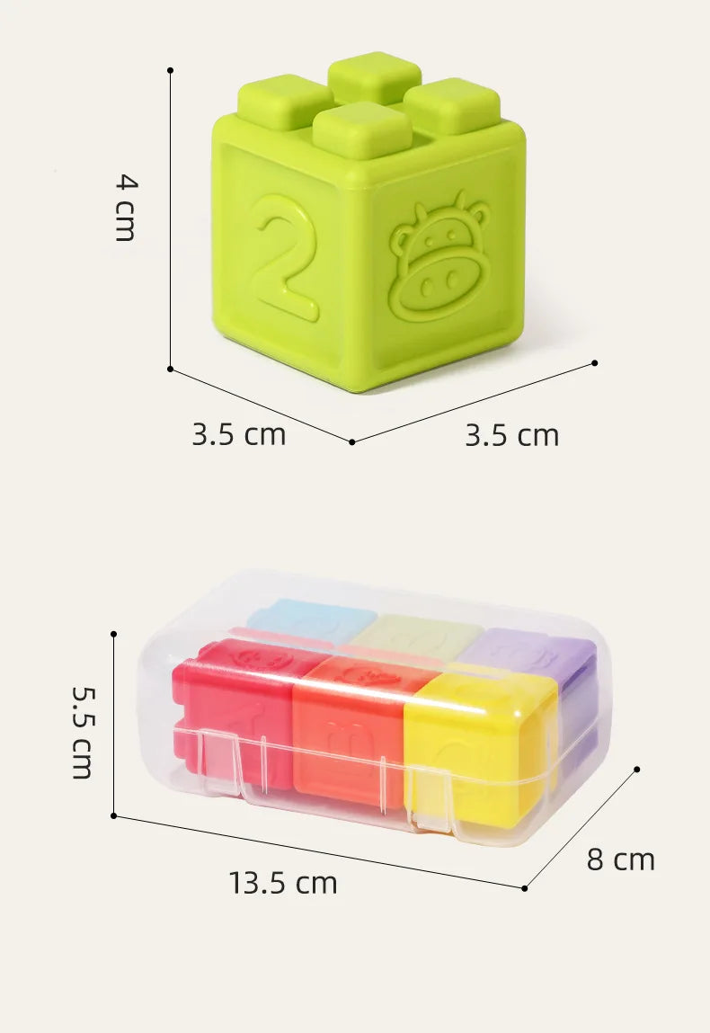 Silicone Blocks Building Soft Plastic Blocks for Kids Can Bite