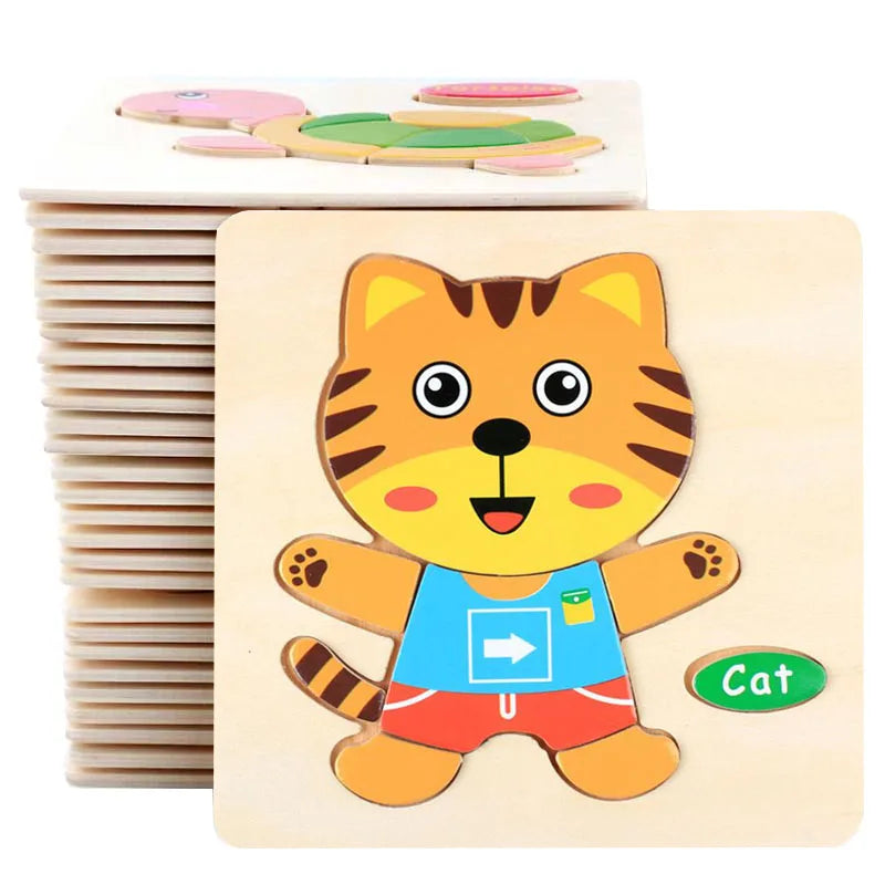 3D Puzzles Game Cartoon Animal Pattern Educational Toys for Children, 1pc 14.7cm/5.79in Wooden