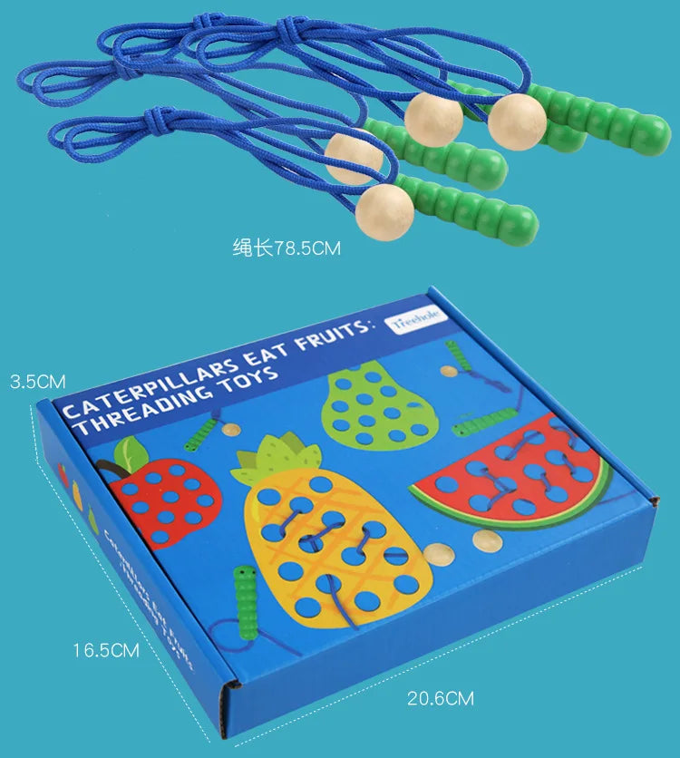 Caterpillars Eat Fruits Threading Toys Fine Motor Training