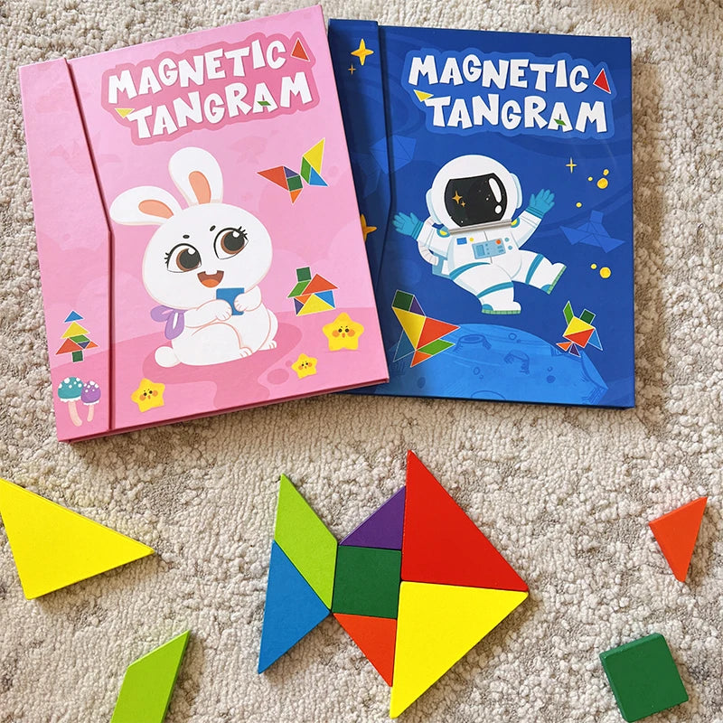 Libro de rompecabezas magnético de madera Tangram