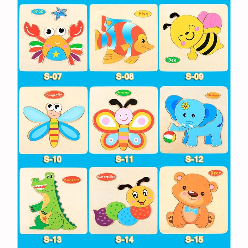 3D Puzzles Game Cartoon Animal Pattern Educational Toys for Children, 1pc 14.7cm/5.79in Wooden