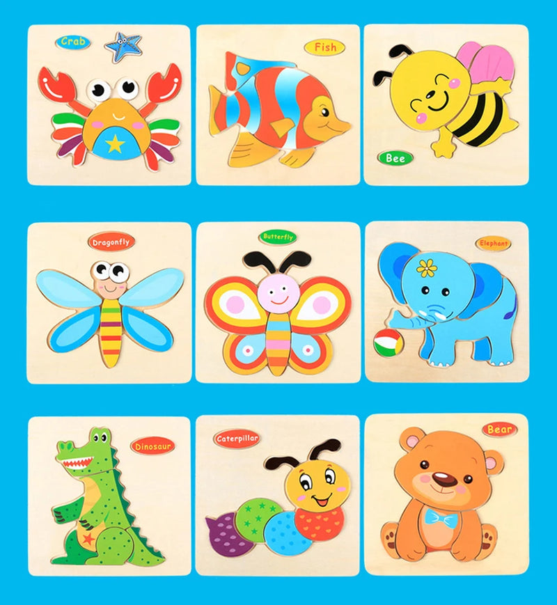 3D Puzzles Game Cartoon Animal Pattern Educational Toys for Children, 1pc 14.7cm/5.79in Wooden