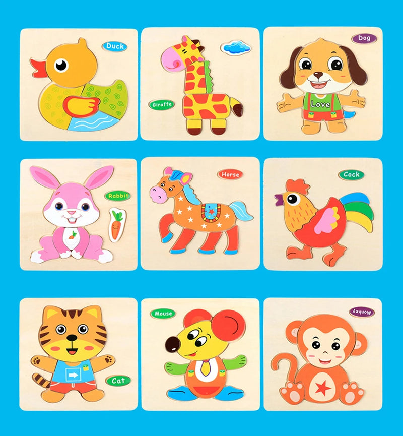 3D Puzzles Game Cartoon Animal Pattern Educational Toys for Children, 1pc 14.7cm/5.79in Wooden