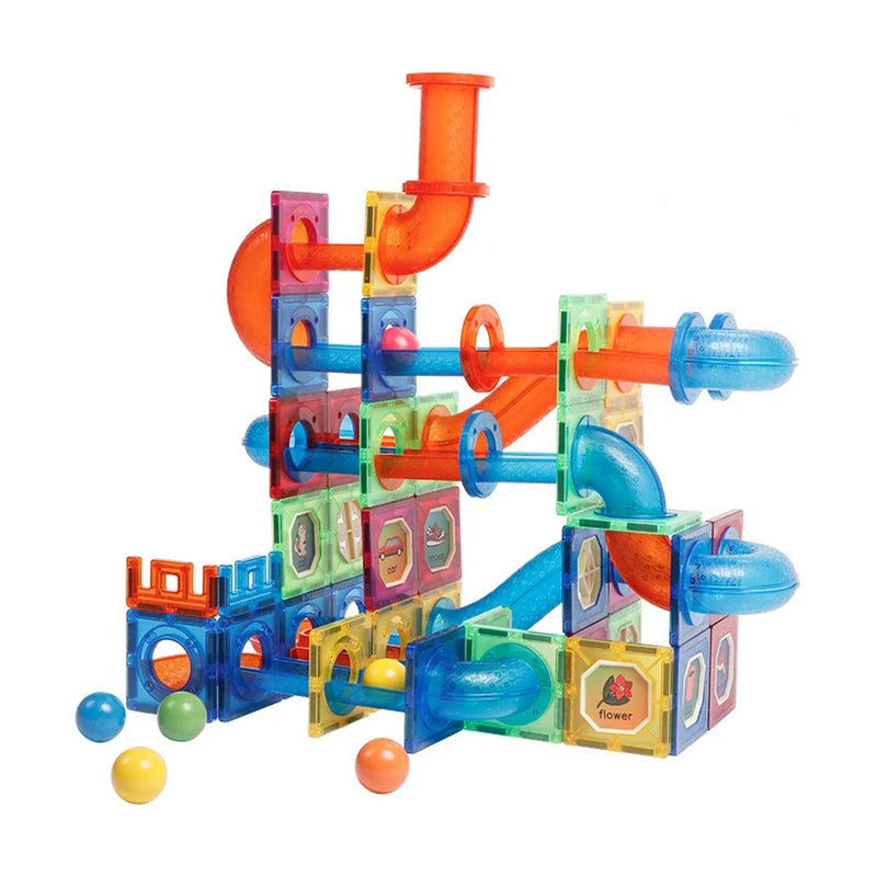 Magplayer Magnetic Tiles Color Window Magnets Building Blocks Balls Marble Run Educational STEM Toys for Children Toddlers Gifts