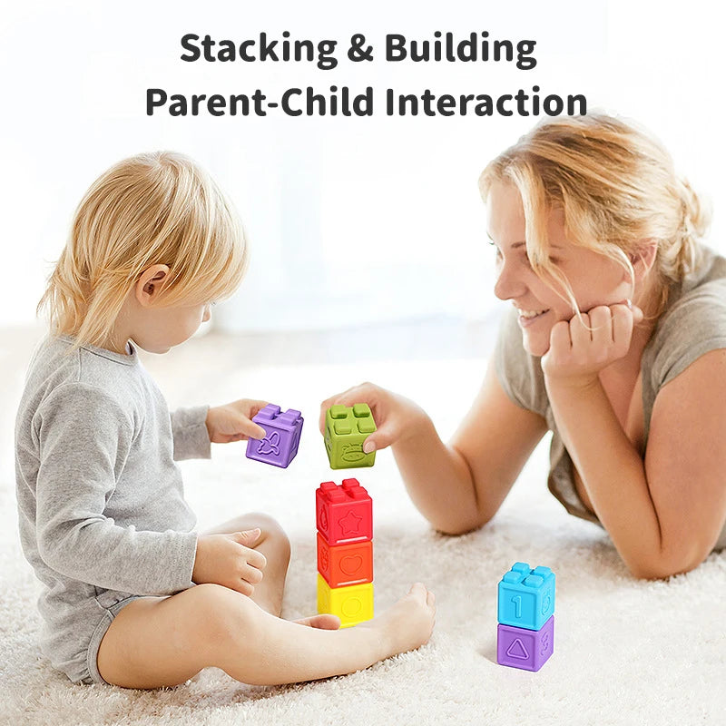 Silicone Blocks Building Soft Plastic Blocks for Kids Can Bite