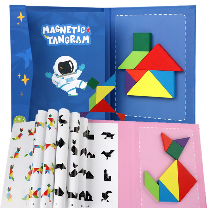 Libro de rompecabezas magnético de madera Tangram