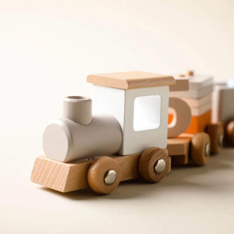 Wooden Train Birthday Toy  Montessori Toys Baby Educational Toys  Wooden Trolley  Baby Learning Toys  Number Of Wood Baby's Toys