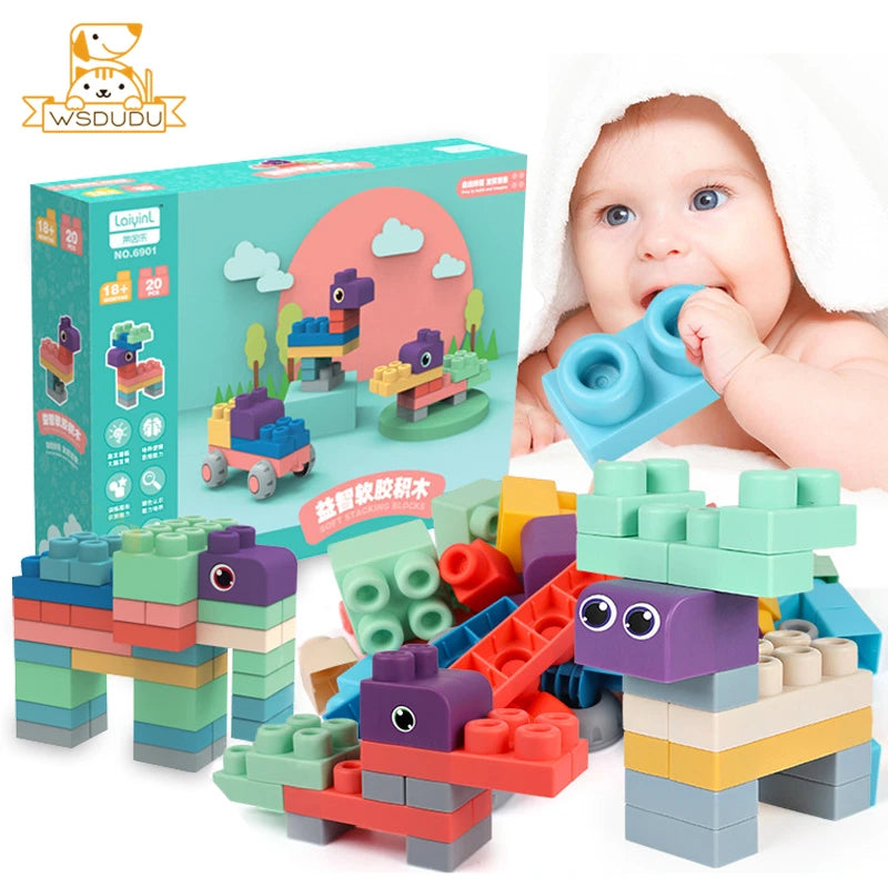 Baby safe soft rubber building blocks 40 for children from 6m-24m