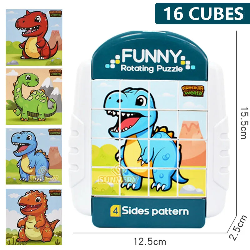 4 in 1 rotating puzzle with different designs for children