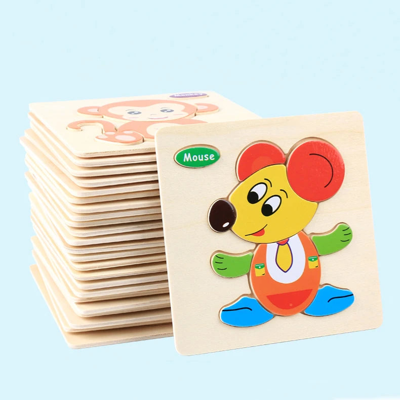 3D Puzzles Game Cartoon Animal Pattern Educational Toys for Children, 1pc 14.7cm/5.79in Wooden